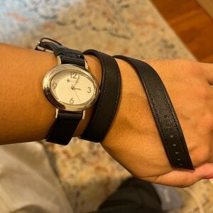 Skagen Black Leather Wrap Watch